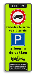Verkeersbord 400x1000mm C07 + E04 met teksten en pictogrammen