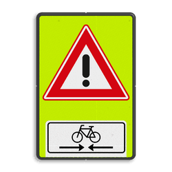 Verkeersbord RVV J37OB503OB02f - FLUOR overstekende fietsers