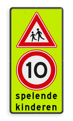 Verkeersbord Spelende kinderen RVV J21 + A1-10 reflecterend