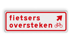 Verkeersbord RVV BW07rb 600x200mm - Fietsers oversteken
