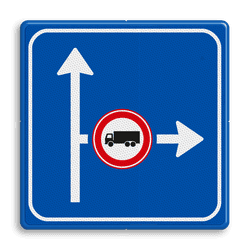 Verkeersbord RVV L10-02r-C07 - rechts verboden voor vrachtverkeer