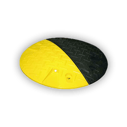 Verkeersdrempel Ø420x50mm - geel/zwart (2-delig) - gerecycled kunststof