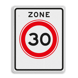 Verkeersbord RVV A01-30zb - Begin zone maximum snelheid