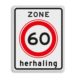 Verkeersbord RVV A01-60zb - Begin zone maximum snelheid