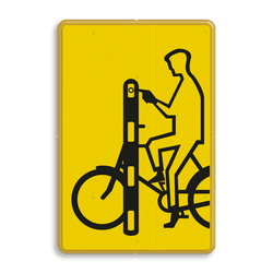 Verkeersbord RVV VR01 geel/zwart - 200x300mm - Fietsers