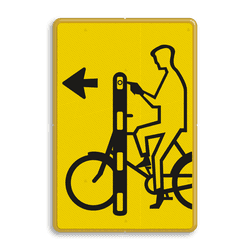 Verkeersbord RVV VR01la geel/zwart - 200x300mm - Fietsers