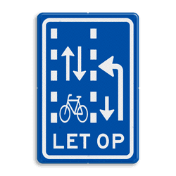 Verkeersbord RVV VR10-03 - Let op: recht doorgaande fietsers in twee richtingen