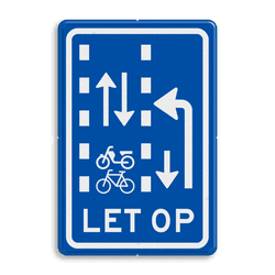 Verkeersbord RVV VR10-04 - Let op: recht doorgaande fietsers en bromfietsers in twee richtingen