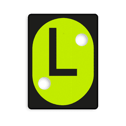 L-bord - RS 325a - 555x760mm met 2 uitsparingen voor gele lamp