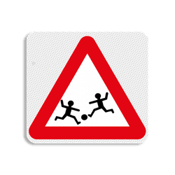 Panneau de terrain - Attention ! Les enfants jouent - 119x109mm