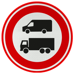 Verkeersbord verboden voor vrachtverkeer en bestelbusjes - reflecterend