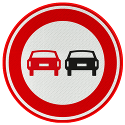 Verkeersbord RVV F01 - Voertuigen - verboden in te halen