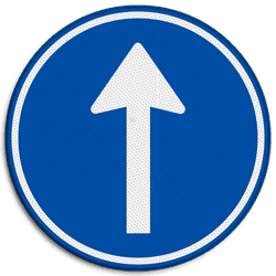 Verkeersbord RVV D04 - Verplichte rijrichting rechtdoor