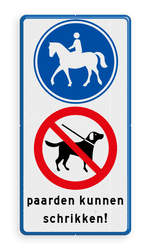 Verkeersbord ruiterpad + honden verboden