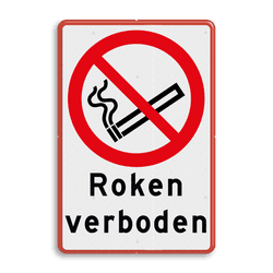 Vekeersbord verboden te roken + tekst - reflecterend