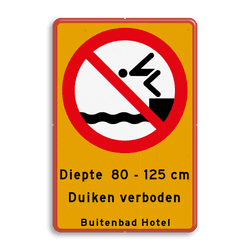 Informatiebord - Duikverbod + tekst