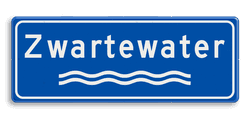Verkeersbord Rivieren naam - blauw/wit