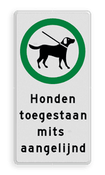 Verkeersbord honden uitlaten toegestaan - mits aangelijnd