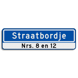 Straatnaambord 12 karakters 700x200 mm + huisnummers NEN 1772