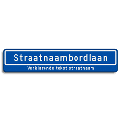 Straatnaambord 18 karakters 1000x200mm + ondertekst - reflecterend