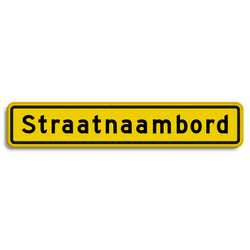 Straatnaambord geel 14 karakters 800x150mm