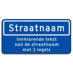 Straatnaambord 10 karakters 600x300mm + 3 regelige ondertekst NEN 1772