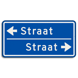 Straatnaambord 10 karakters 600x300 mm 2 regelig met pijl NEN 1772