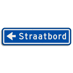 Straatnaambord 10 karakters 600x150 mm met pijl NEN 1772