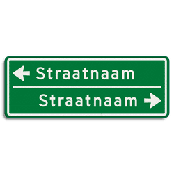Straatnaambord groen 14 karakters 800x300 mm 2 regelig met pijl NEN 1772
