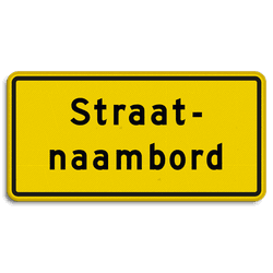 Straatnaambord geel 20 karakters 600x300 mm 2 regelig NEN 1772