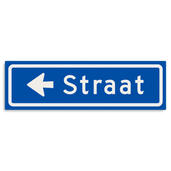 Straatnaambord KOKER 500x150mm - max. 8 karakters - met pijl NEN1772