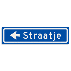 Straatnaambord KOKER 600x150mm - max. 10 karakters - met pijl NEN1772