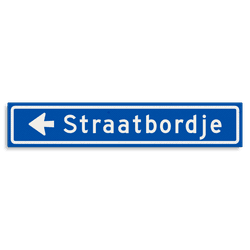 Straatnaambord KOKER 800x150mm - max. 14 karakters - met pijl NEN1772