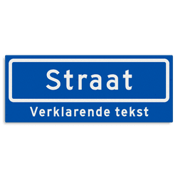 Straatnaambord KOKER 500x200mm - max. 8 karakters - met ondertekst NEN1772