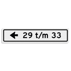 Verwijsbord KOKER huisnummers 700x150 mm met pijl NEN 1772