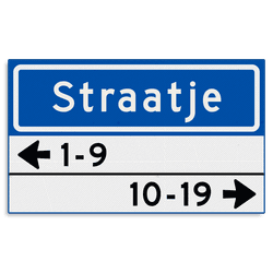 Straatnaambord KOKER 500x300mm - max. 8 karakters - met 2 regels huisnummers - NEN1772
