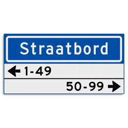 Straatnaambord KOKER 600x300mm - max. 10 karakters - met 2 regels huisnummers - NEN1772