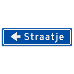 Straatnaambord KOKER 800x200mm - max. 11 karakters - met pijl NEN1772