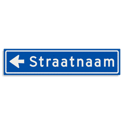 Straatnaambord KOKER 900x200mm - max. 12 karakters - met pijl NEN1772