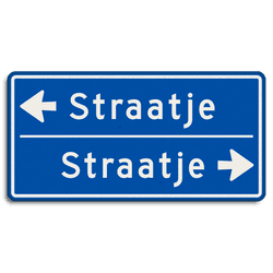 Straatnaambord 11 karakters 800x400 mm 2 regelig met pijl NEN 1772