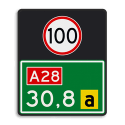 Hectometerbord BB08 500x600mm met A01100 en letter