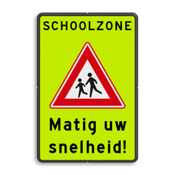 Verkeersbord schoolzone RVV J21f matig uw snelheid - reflecterend