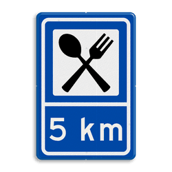 Routebord BW101 (blauw) - 1 pictogram met afstand