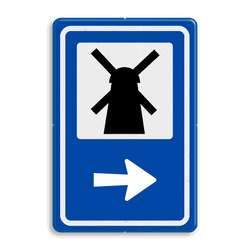 Routebord BW101 (blauw) - 1 pictogram met aanpasbare pijl
