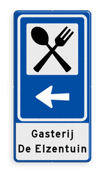 Routebord BW101 (blauw) - 1 pictogram met aanpasbare pijl en tekstvlak