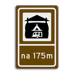 Routebord BW101 (bruin) - 1 pictogram met afstandsaanduiding