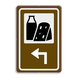 Routebord BW101 (bruin) - 1 pictogram met aanpasbare pijl