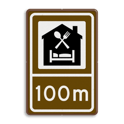 Routebord BW101 (bruin) - 1 pictogram met afstandsaanduiding