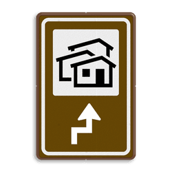 Routebord BW101 (bruin) - 1 pictogram met aanpasbare pijl