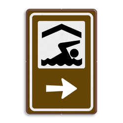 Routebord BW101 (bruin) - 1 pictogram met aanpasbare pijl